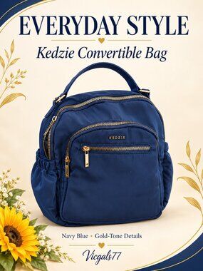 Kedzie Aire Navy Convertible Backpack Crossbody Bag Extra Strap
